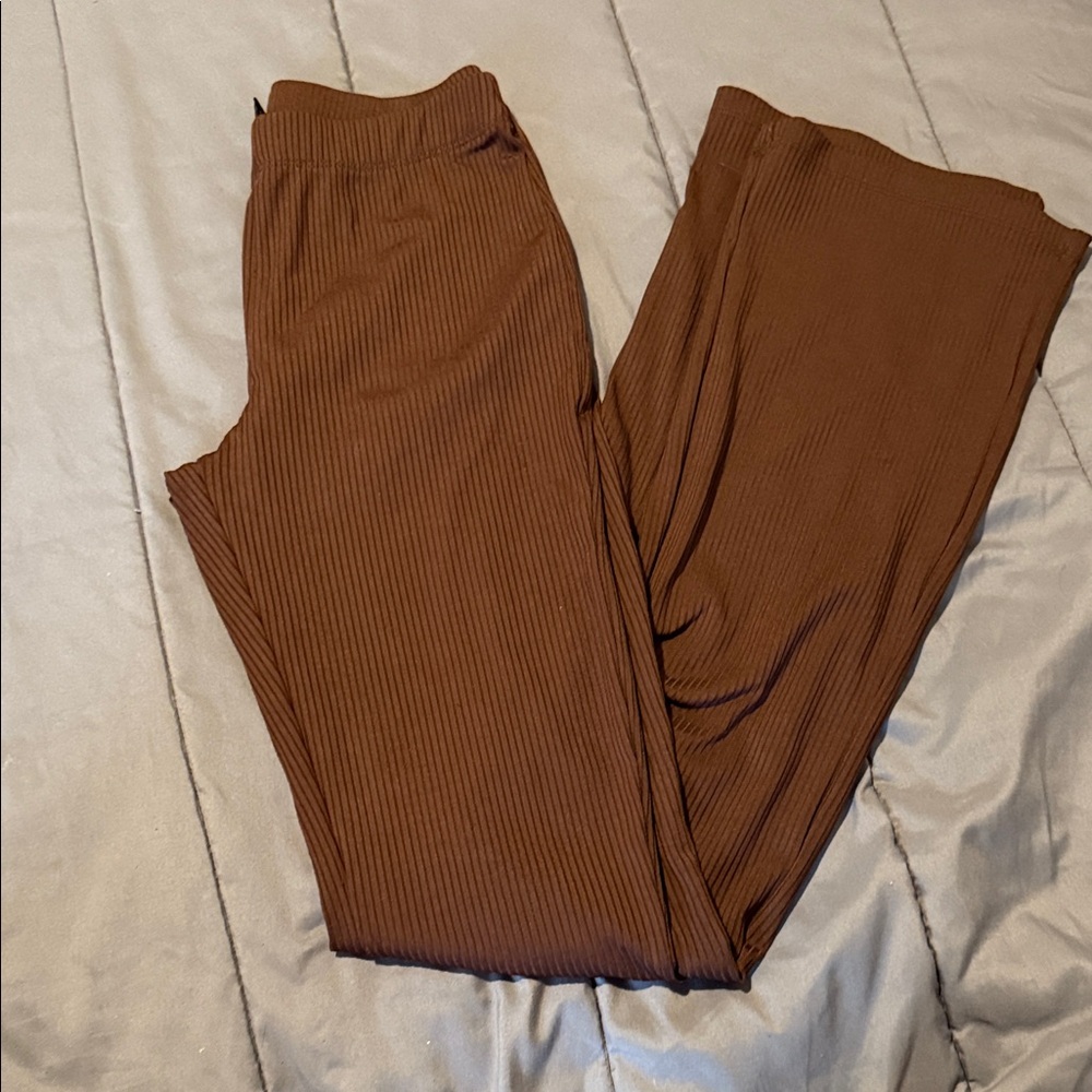 Divided Brown Ribbed Leggings , Size Xs